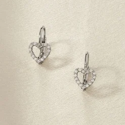 New Histoire d'Or Boucles D'oreilles Pendantes Elisene Argent Blanc Oxyde De Zirconium