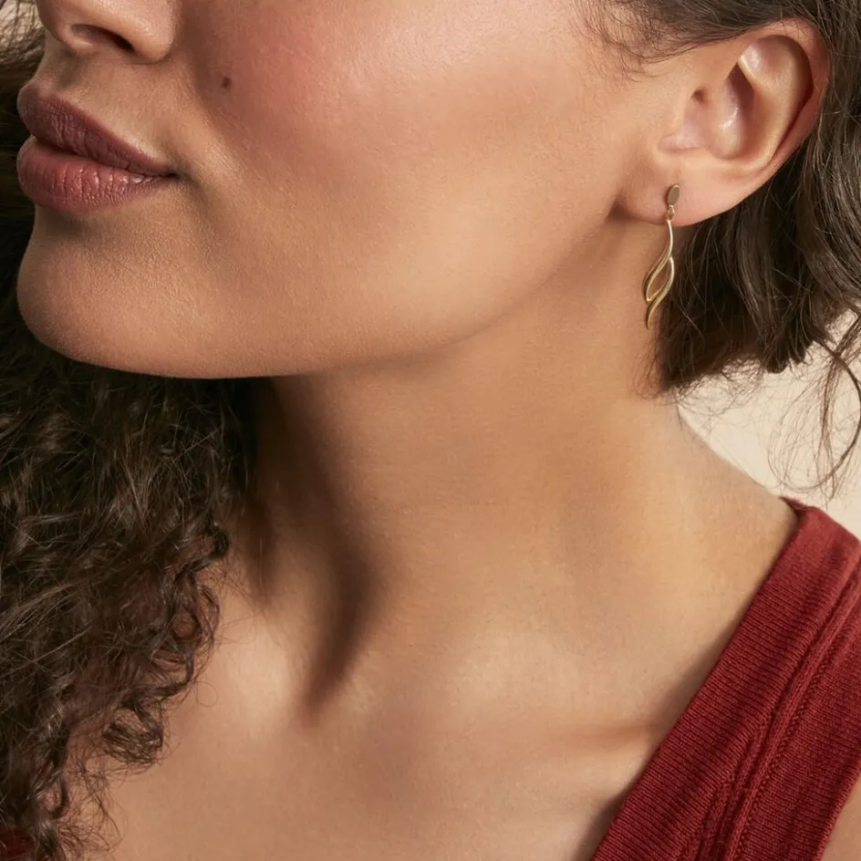 Outlet Histoire d'Or Boucles D'oreilles Pendantes Merone Vagues Or Jaune