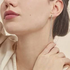 Sale Histoire d'Or Boucles D'oreilles Pendantes Yalle Argent Blanc