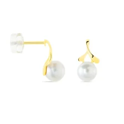 Clearance Histoire d'Or Boucles D'oreilles Pendantes Campanule Or Jaune Perle De Culture