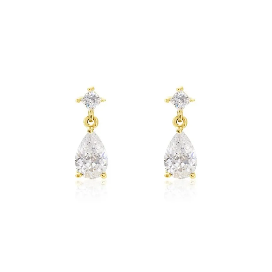 Best Histoire d'Or Boucles D'oreilles Pendantes Faas Or Jaune Oxyde De Zirconium