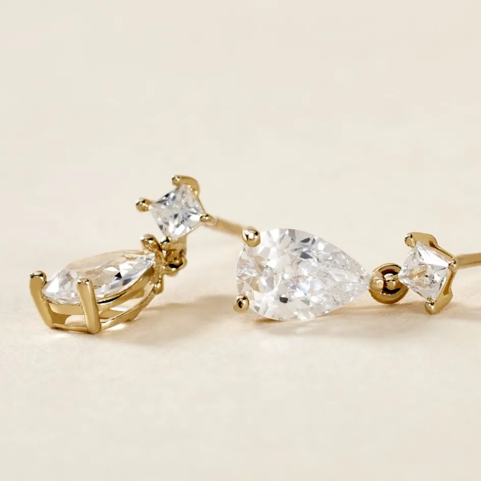 Best Histoire d'Or Boucles D'oreilles Pendantes Faas Or Jaune Oxyde De Zirconium