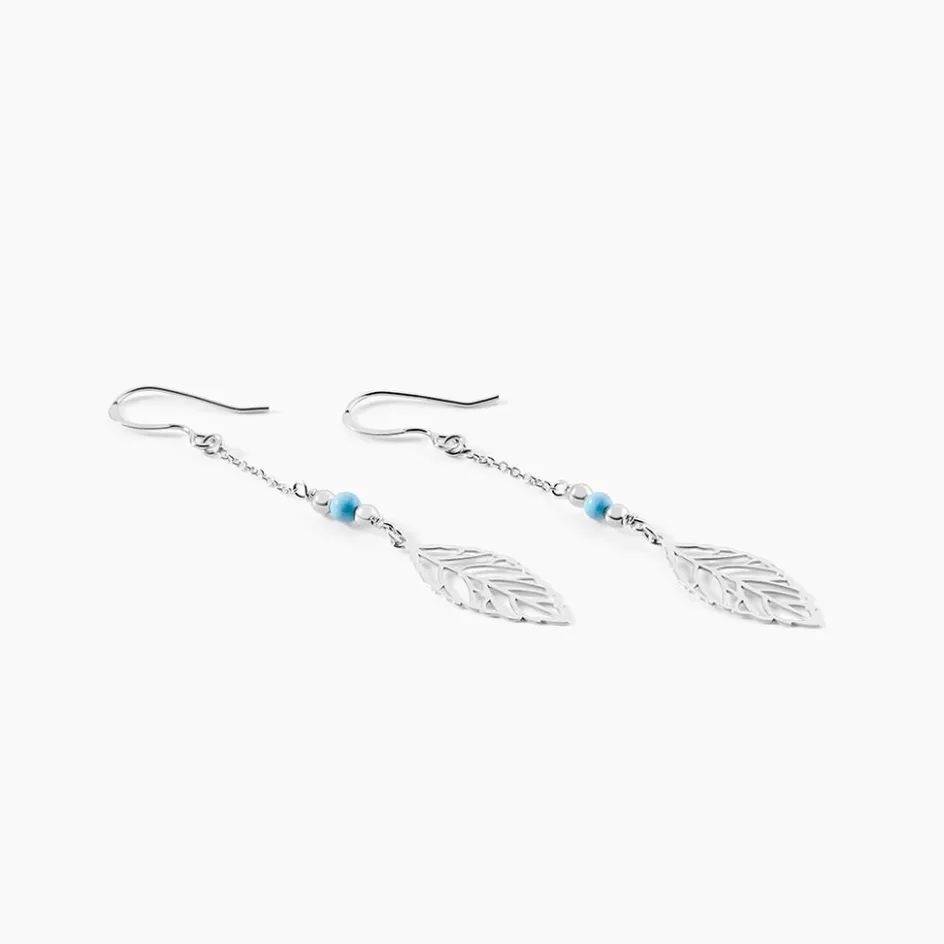 Clearance Histoire d'Or Boucles D'oreilles Pendantes Grethel Argent Blanc Turquoise