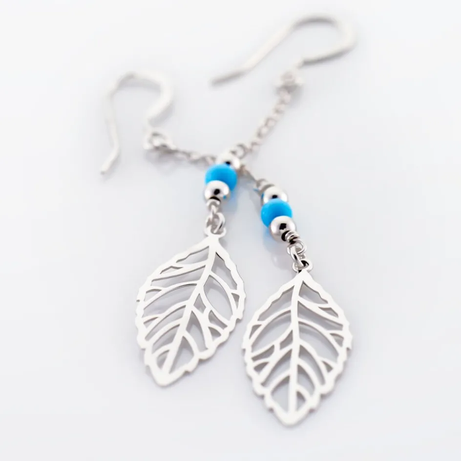 Clearance Histoire d'Or Boucles D'oreilles Pendantes Grethel Argent Blanc Turquoise