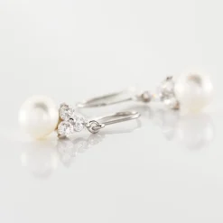 Histoire d'Or Boucles D'oreilles Pendantes Taissia Or Blanc Perle Culture Et Oxyde* Boucles D'Oreilles|Boucles D'Oreilles Pendantes