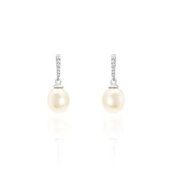 New Histoire d'Or Boucles D'oreilles Pendantes Coria Argent Perle De Culture Et Oxyde