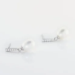 New Histoire d'Or Boucles D'oreilles Pendantes Coria Argent  Perle De Culture Et Oxyde