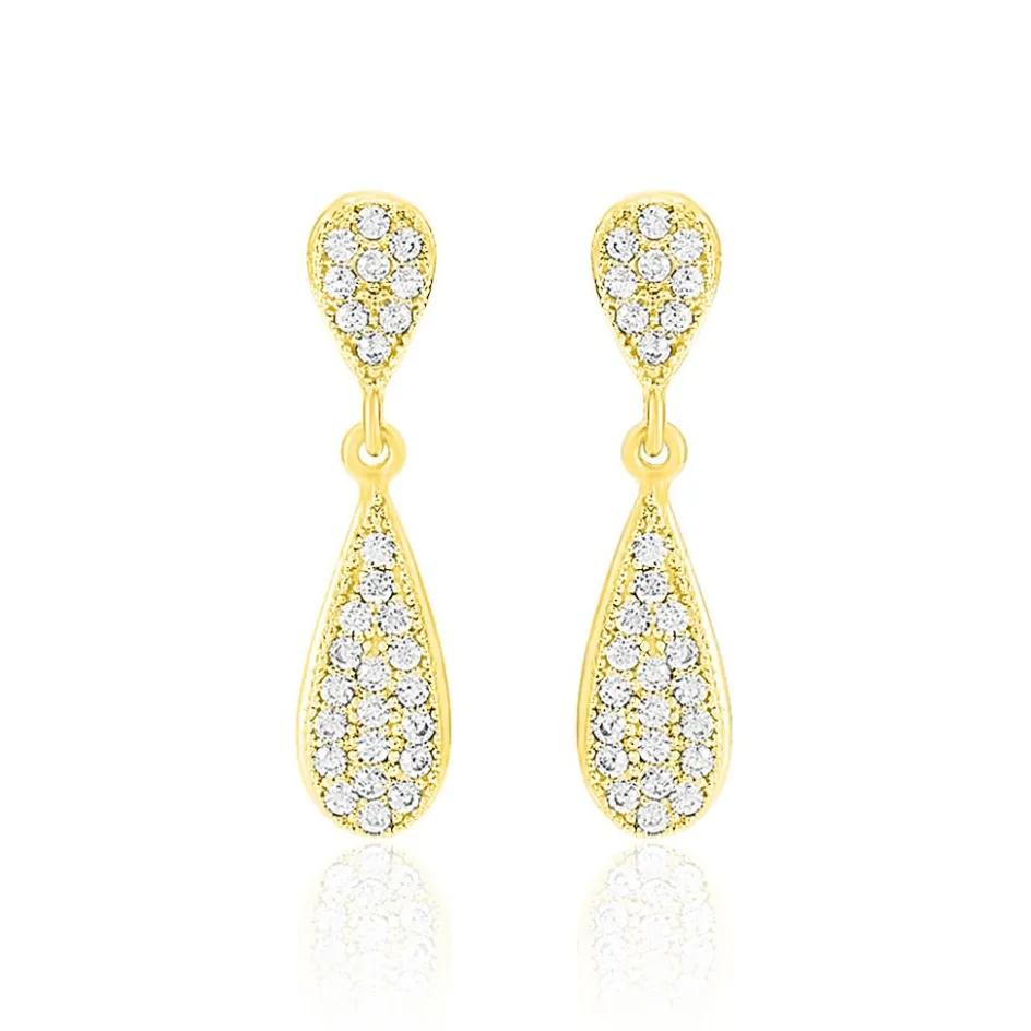 Clearance Histoire d'Or Boucles D'oreilles Pendantes Reiko Or Jaune Oxyde De Zirconium