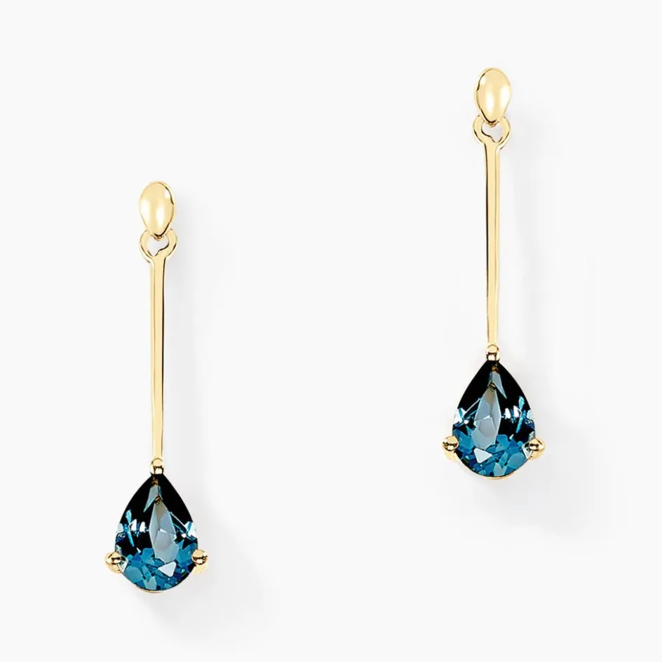 New Histoire d'Or Boucles D'oreilles Pendantes Goutte Or Jaune Topaze or jaune topaze bleu london