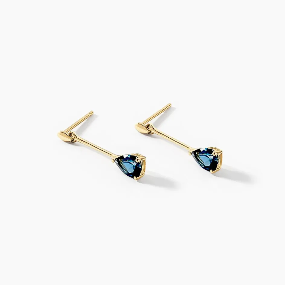 New Histoire d'Or Boucles D'oreilles Pendantes Goutte Or Jaune Topaze or jaune topaze bleu london