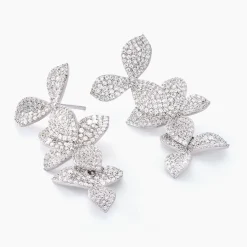 Best Histoire d'Or Boucles D'oreilles Pendantes Radiant Bloom Argent Blanc Oxyde