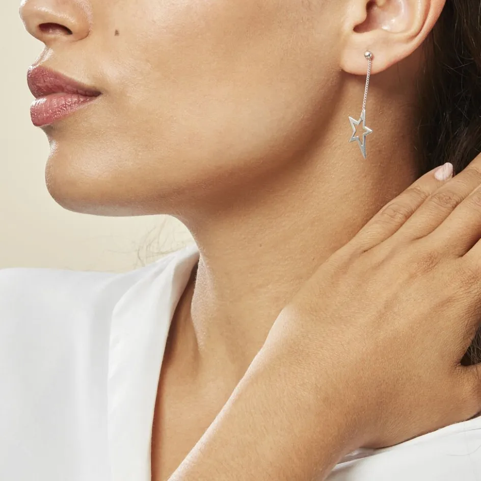 Clearance Histoire d'Or Boucles D'oreilles Pendantes Eloisa Argent Blanc