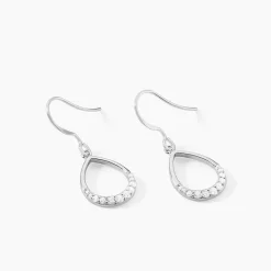 New Histoire d'Or Boucles D'oreilles Pendantes Nicole Argent Blanc Oxyde De Zirconium