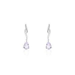 Clearance Histoire d'Or Boucles D'oreilles Pendantes Assaf Or Blanc Amethyste Et Oxyde or blanc amethyste violette