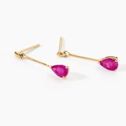 Online Histoire d'Or Boucles D'oreilles Pendantes Goutte or jaune rubis
