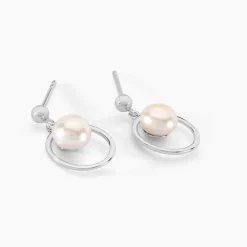 Outlet Histoire d'Or Boucles D'oreilles Pendantes Ivana Argent Blanc Perle De Culture