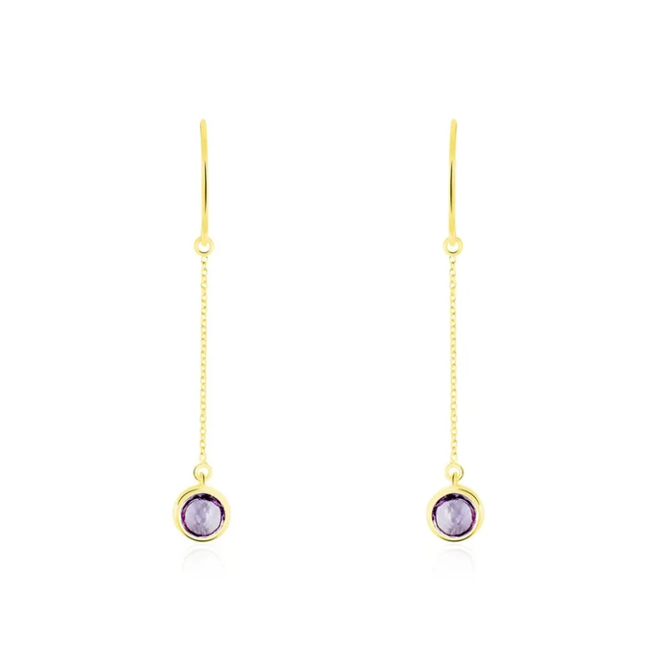 Clearance Histoire d'Or Boucles D'oreilles Pendantes Arenale Or Jaune Amethyste or jaune amethyste violette