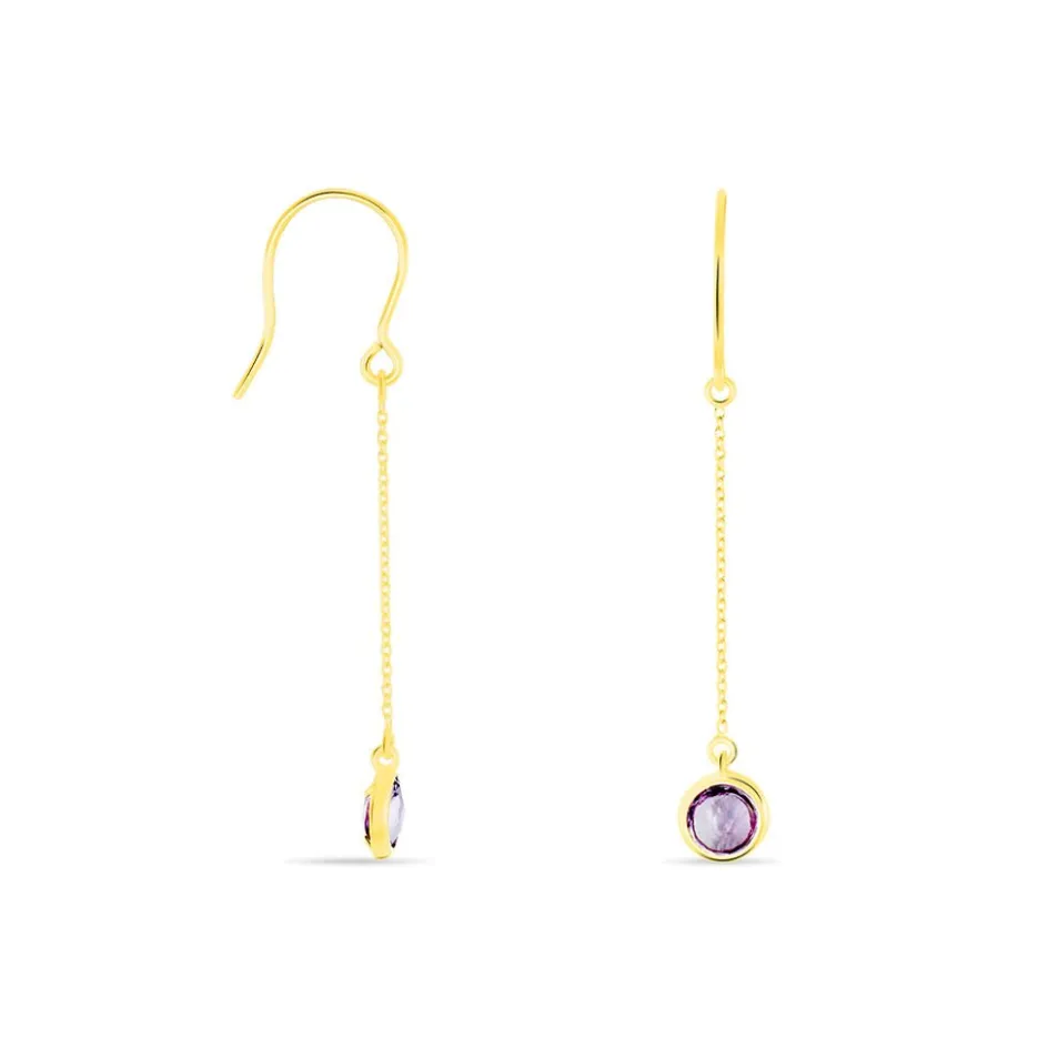 Clearance Histoire d'Or Boucles D'oreilles Pendantes Arenale Or Jaune Amethyste or jaune amethyste violette