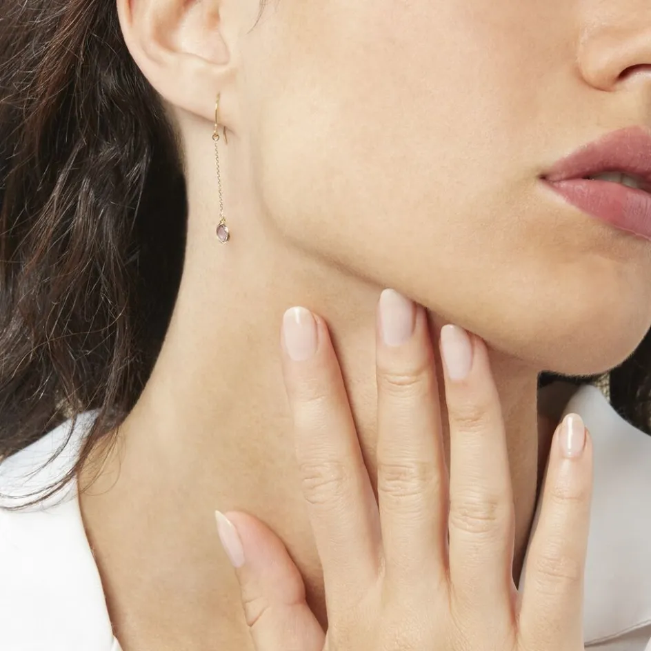 Clearance Histoire d'Or Boucles D'oreilles Pendantes Arenale Or Jaune Amethyste or jaune amethyste violette