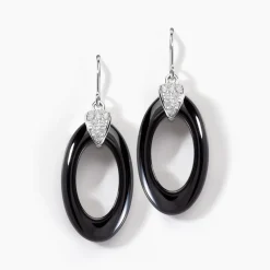 Online Histoire d'Or Boucles D'oreilles Pendantes Peer Argent Blanc Oxyde De Zirconium