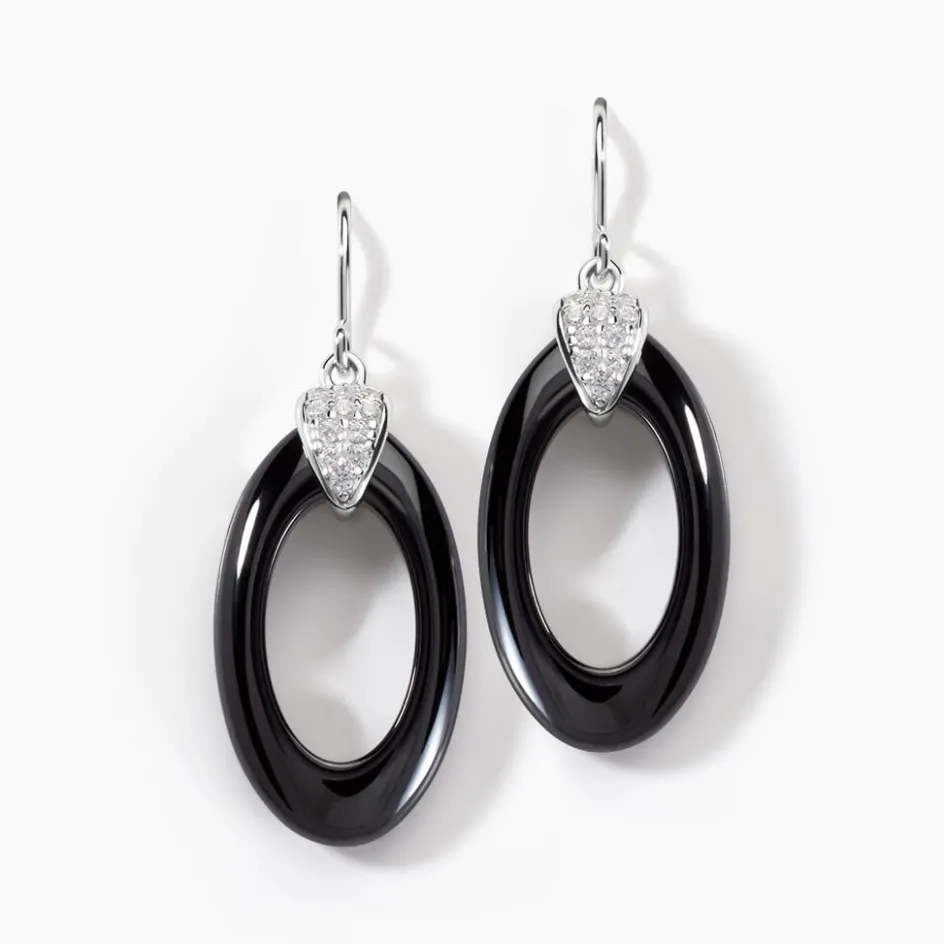 Online Histoire d'Or Boucles D'oreilles Pendantes Peer Argent Blanc Oxyde De Zirconium