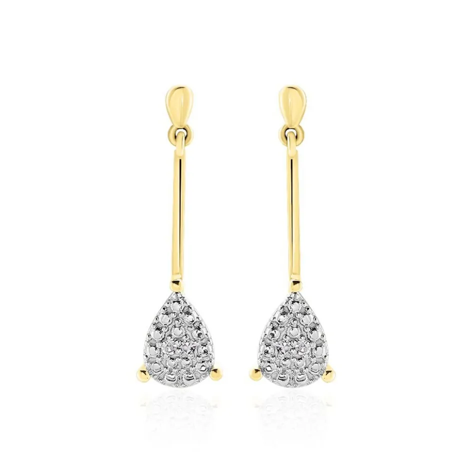 Online Histoire d'Or Boucles D'oreilles Pendantes Pear C Or Jaune Diamant
