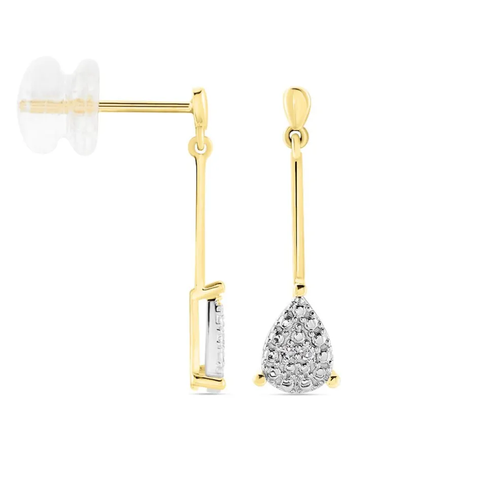 Online Histoire d'Or Boucles D'oreilles Pendantes Pear C Or Jaune Diamant