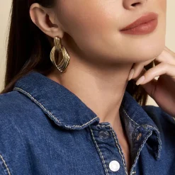 Clearance Histoire d'Or Boucles D'oreilles Pendantes Estefany Acier Inoxydable Doré