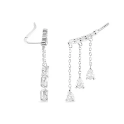 New Histoire d'Or Boucles D'oreilles Pendantes Rilla Argent Blanc Oxyde De Zirconium