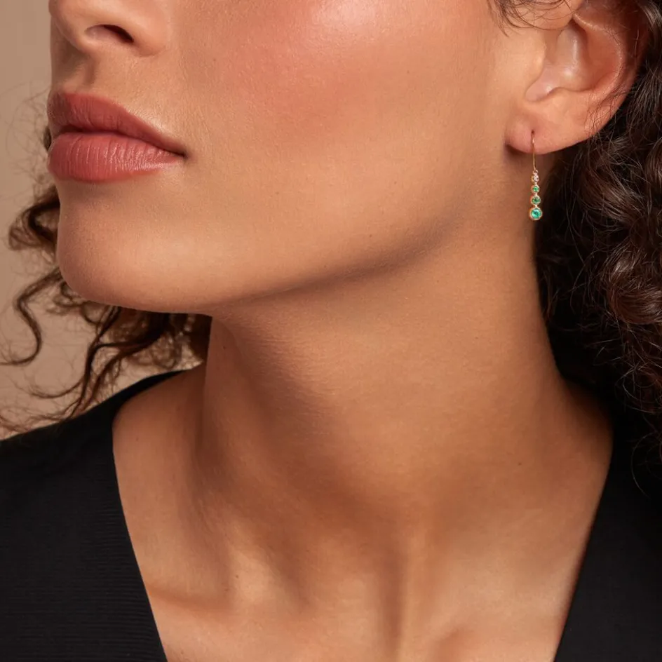 Clearance Histoire d'Or Boucles D'oreilles Pendantes Josephine Or Jaune Emeraude or jaune émeraude