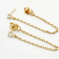 Sale Histoire d'Or Boucles D'oreilles Pendantes Plaqué Or Lienard Oxydes De Zirconium