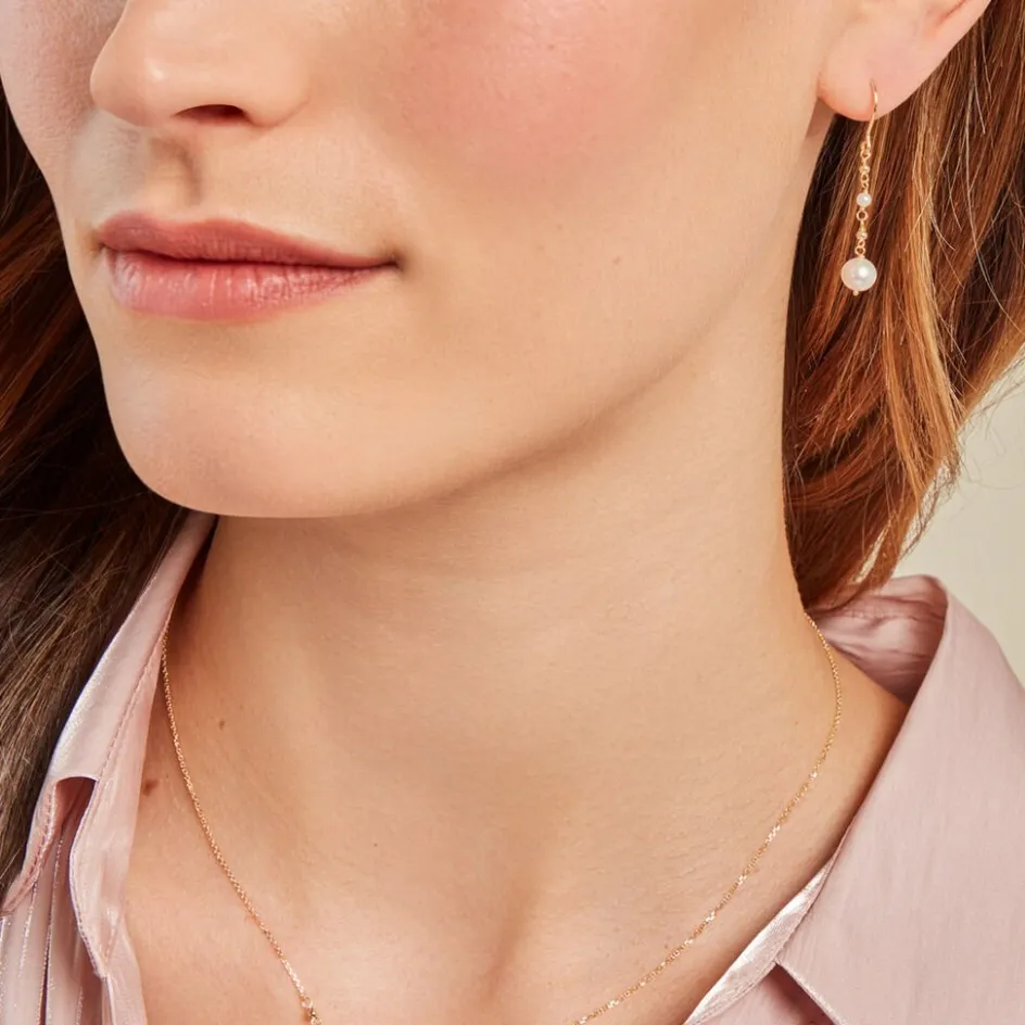 Sale Histoire d'Or Boucles D'oreilles Pendantes Bindy Or Jaune Perle De Culture