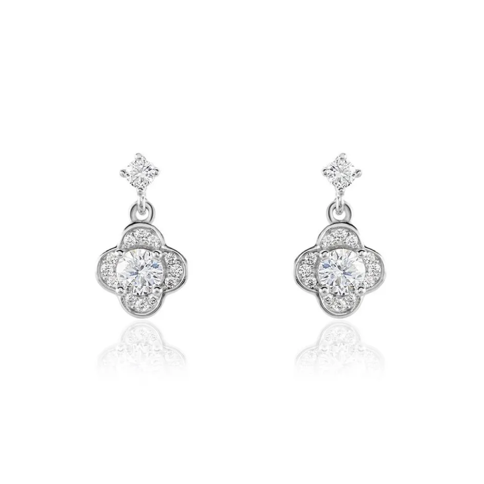 Sale Histoire d'Or Boucles D'oreilles Pendantes Edyta Argent Blanc Oxyde De Zirconium