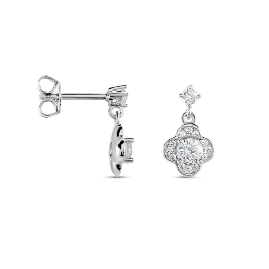 Sale Histoire d'Or Boucles D'oreilles Pendantes Edyta Argent Blanc Oxyde De Zirconium