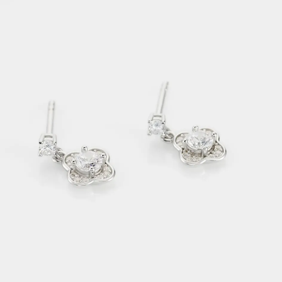 Sale Histoire d'Or Boucles D'oreilles Pendantes Edyta Argent Blanc Oxyde De Zirconium