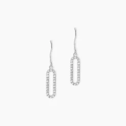 Best Histoire d'Or Boucles D'oreilles Pendantes Isabel Argent Blanc Oxyde De Zirconium