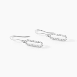 Best Histoire d'Or Boucles D'oreilles Pendantes Isabel Argent Blanc Oxyde De Zirconium