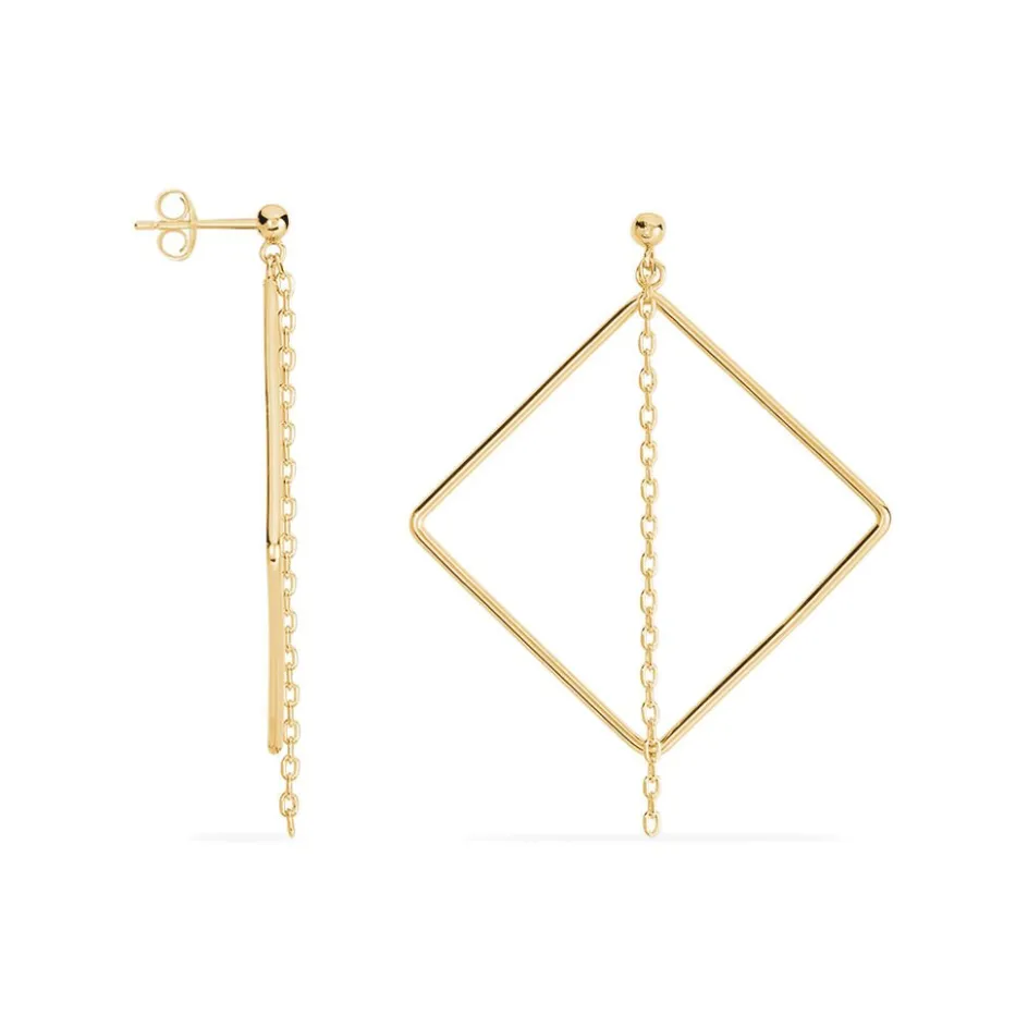 Online Histoire d'Or Boucles D'oreilles Pendantes Idoia Plaqué Or Jaune