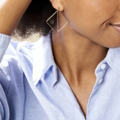 Online Histoire d'Or Boucles D'oreilles Pendantes Idoia Plaqué Or Jaune