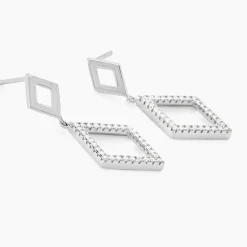 Outlet Histoire d'Or Boucles D'oreilles Pendantes Sounia Argent Blanc Oxyde De Zirconium