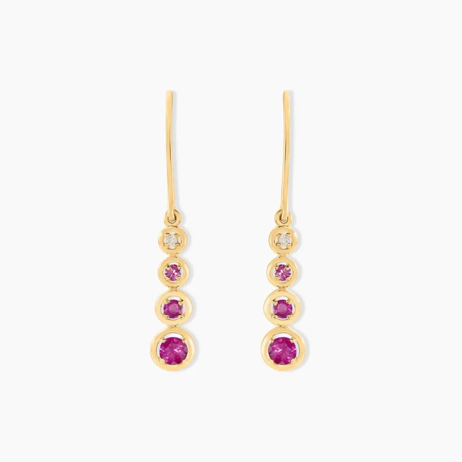 Hot Histoire d'Or Boucles D'oreilles Pendantes Josephine or jaune rubis