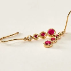 Hot Histoire d'Or Boucles D'oreilles Pendantes Josephine or jaune rubis