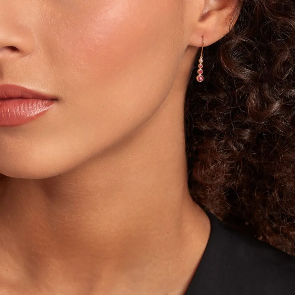 Hot Histoire d'Or Boucles D'oreilles Pendantes Josephine or jaune rubis