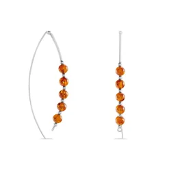 Sale Histoire d'Or Boucles D'oreilles Pendantes Satu Argent Blanc Ambre