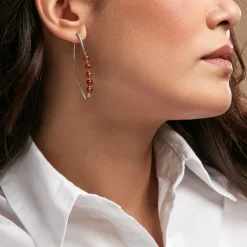 Sale Histoire d'Or Boucles D'oreilles Pendantes Satu Argent Blanc Ambre