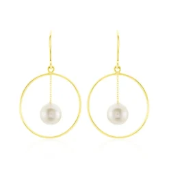 Online Histoire d'Or Boucles D'oreilles Pendantes Joris Or Jaune Perle De Culture