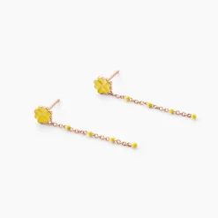 Outlet Histoire d'Or Boucles D'oreilles Pendantes Mimosa Argent Rose