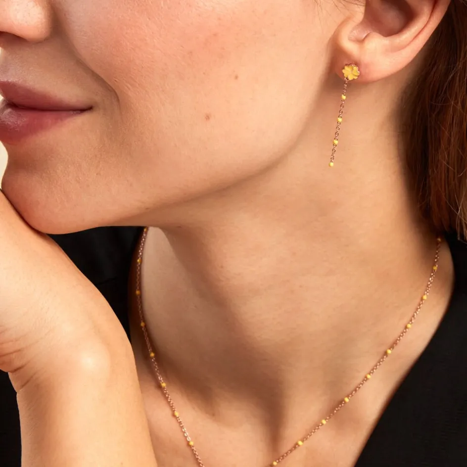 Outlet Histoire d'Or Boucles D'oreilles Pendantes Mimosa Argent Rose