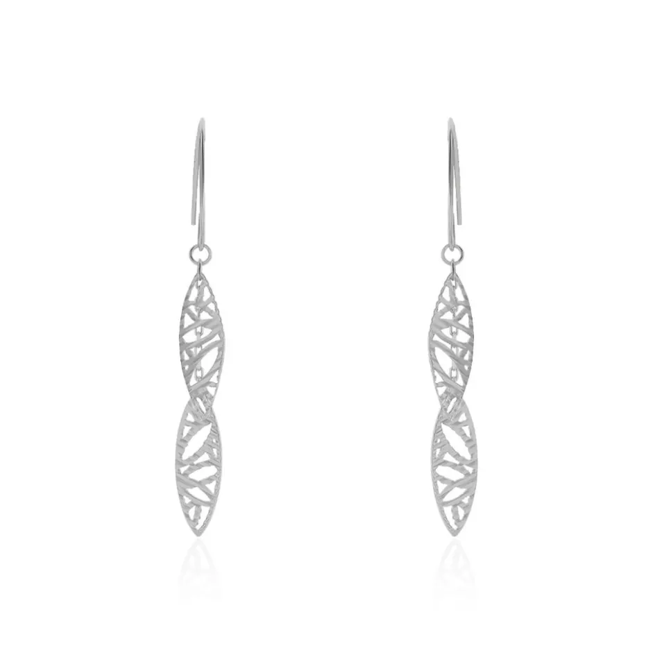 Sale Histoire d'Or Boucles D'oreilles Pendantes Bartolomea Feuille Or Blanc