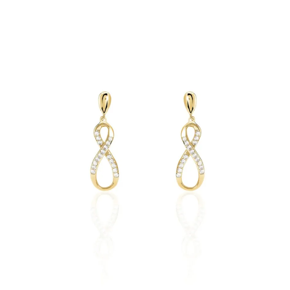 Clearance Histoire d'Or Boucles D'oreilles Pendantes Dunya Plaqué Or Jaune Oxyde De Zirconium